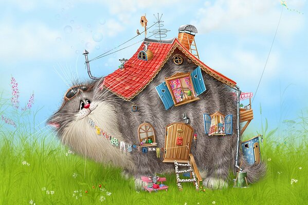 Image of a cat -house painting