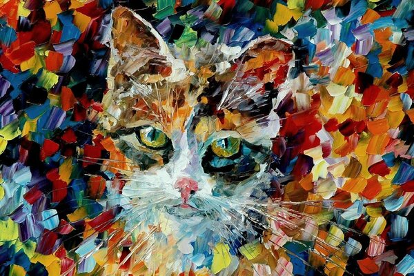 Pintura al óleo del gato