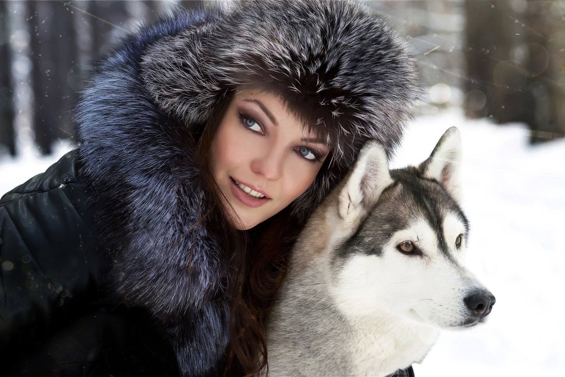 husky freund mädchen pelz