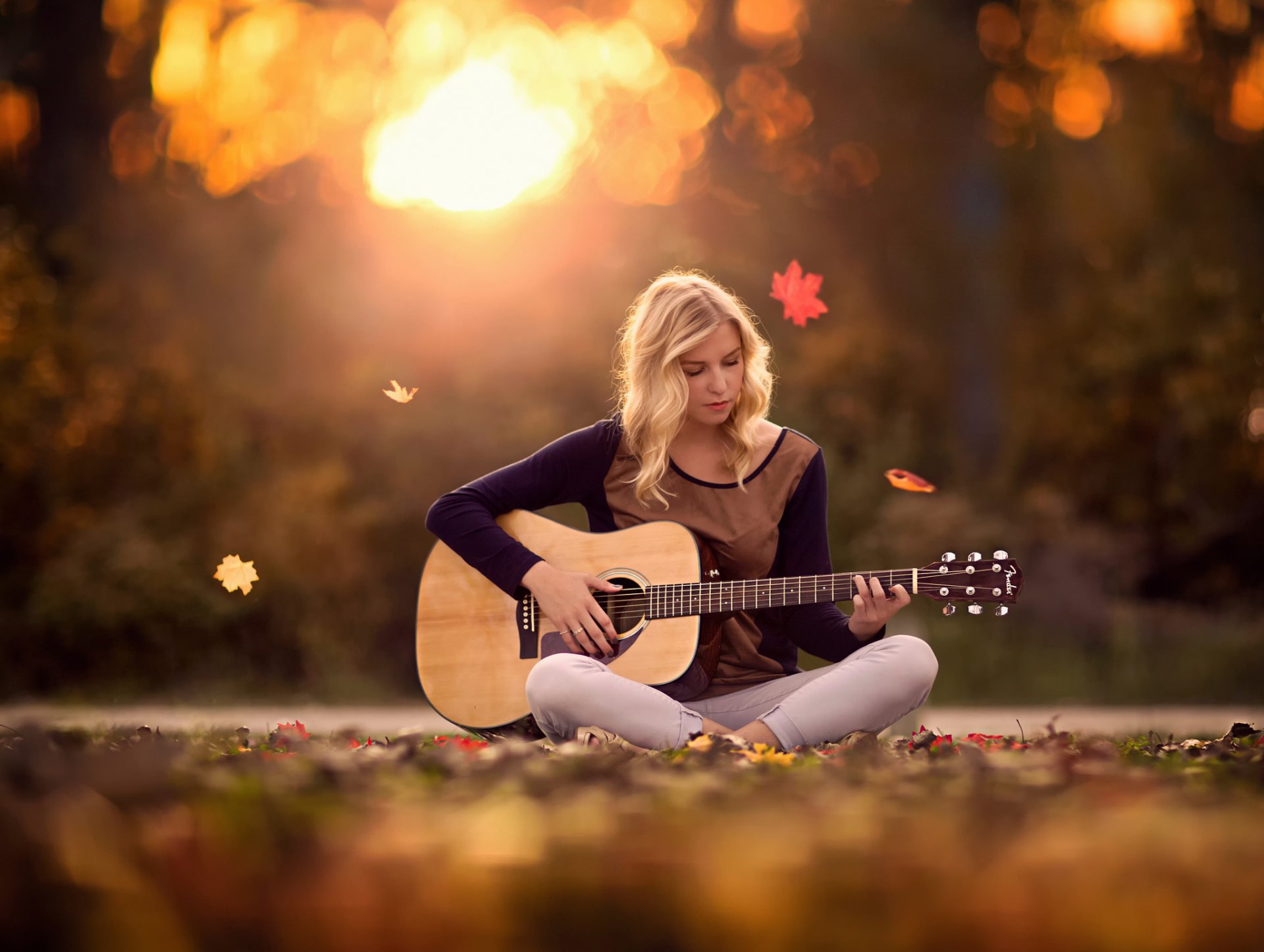 melodía de otoño chica guitarra otoño