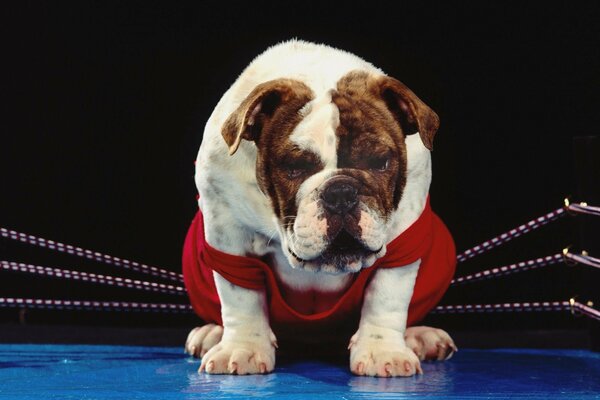 Kleiner Hund Boxer im Ring