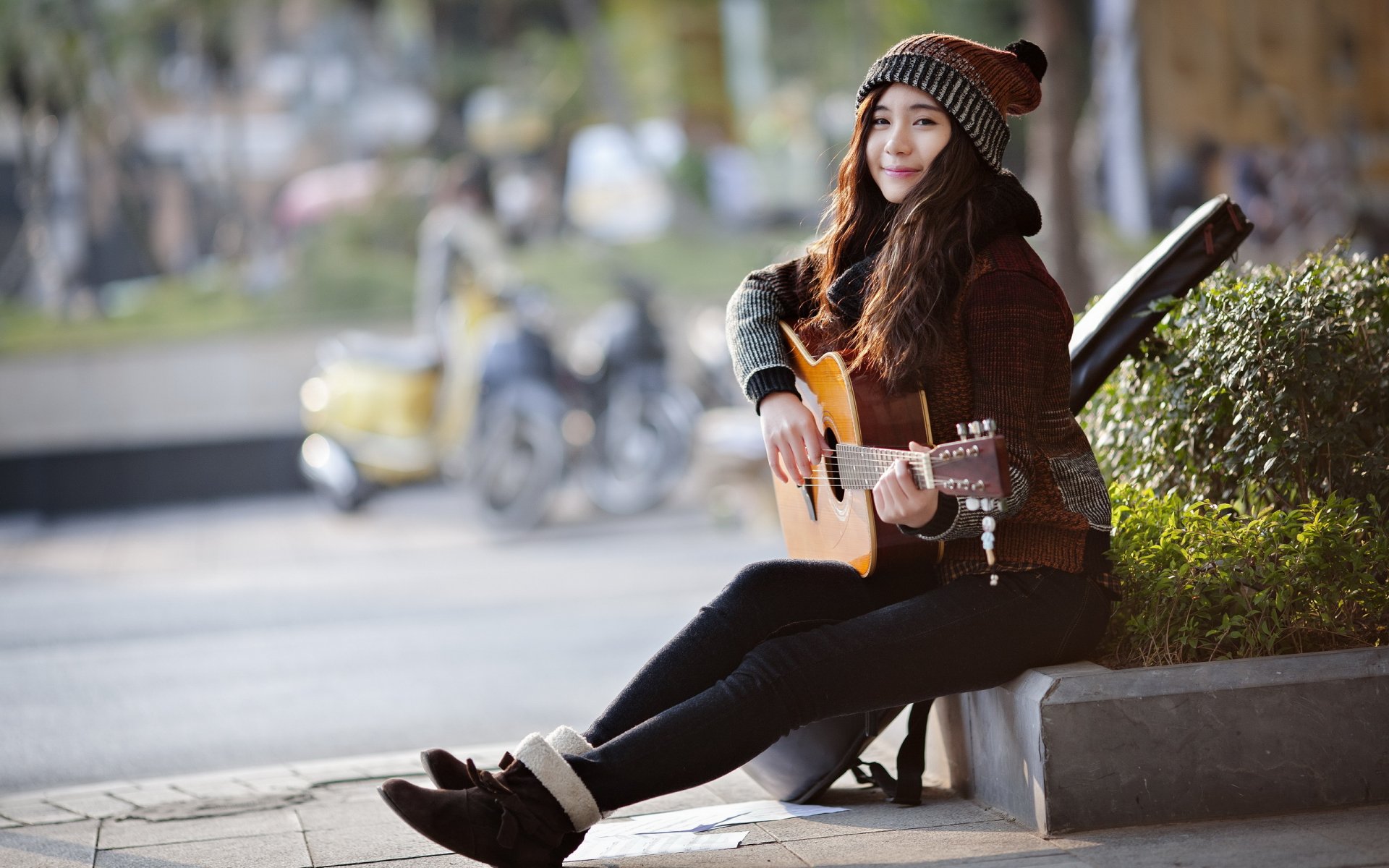 chica guitarra música