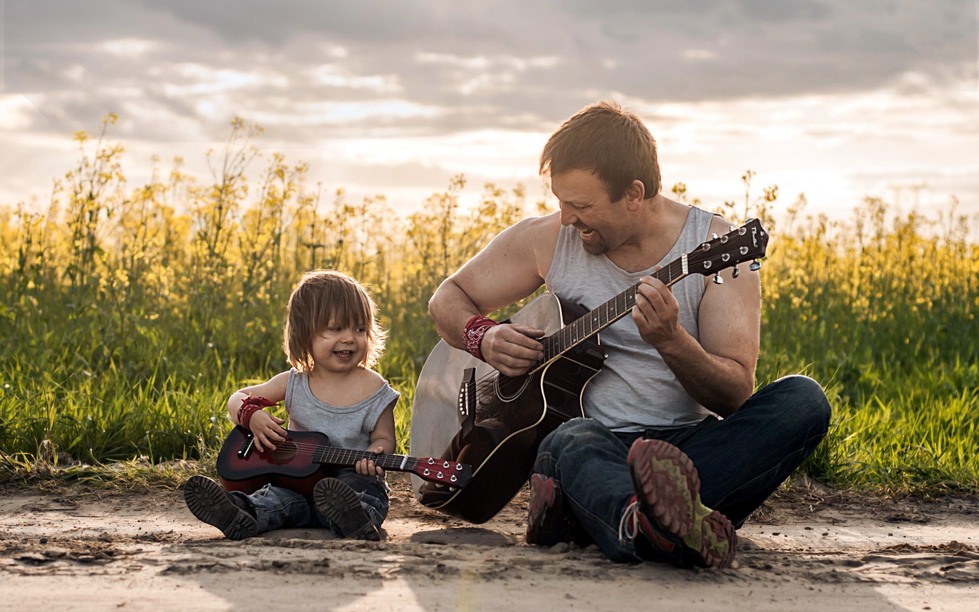 padre hijo guitarras música estado de ánimo