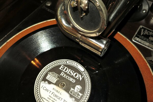 Vintage photo - vintage phonograph with vinyl record