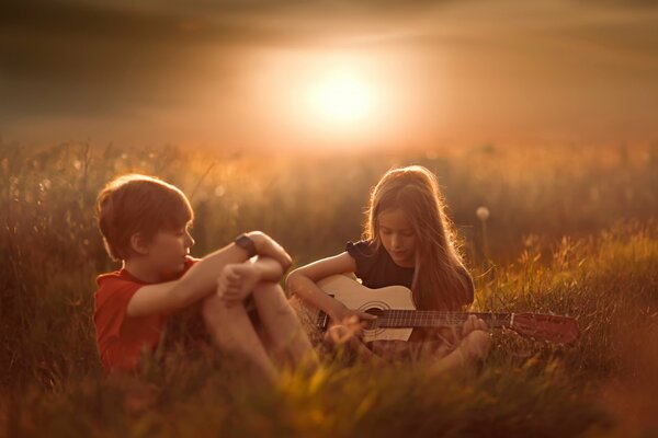 Teenage romance at sunset