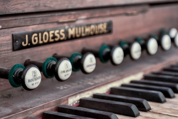 Keys and buttons of an ancient organ