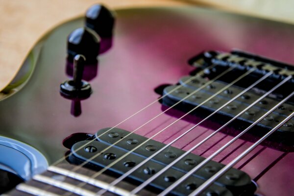 Electric guitar strings close up