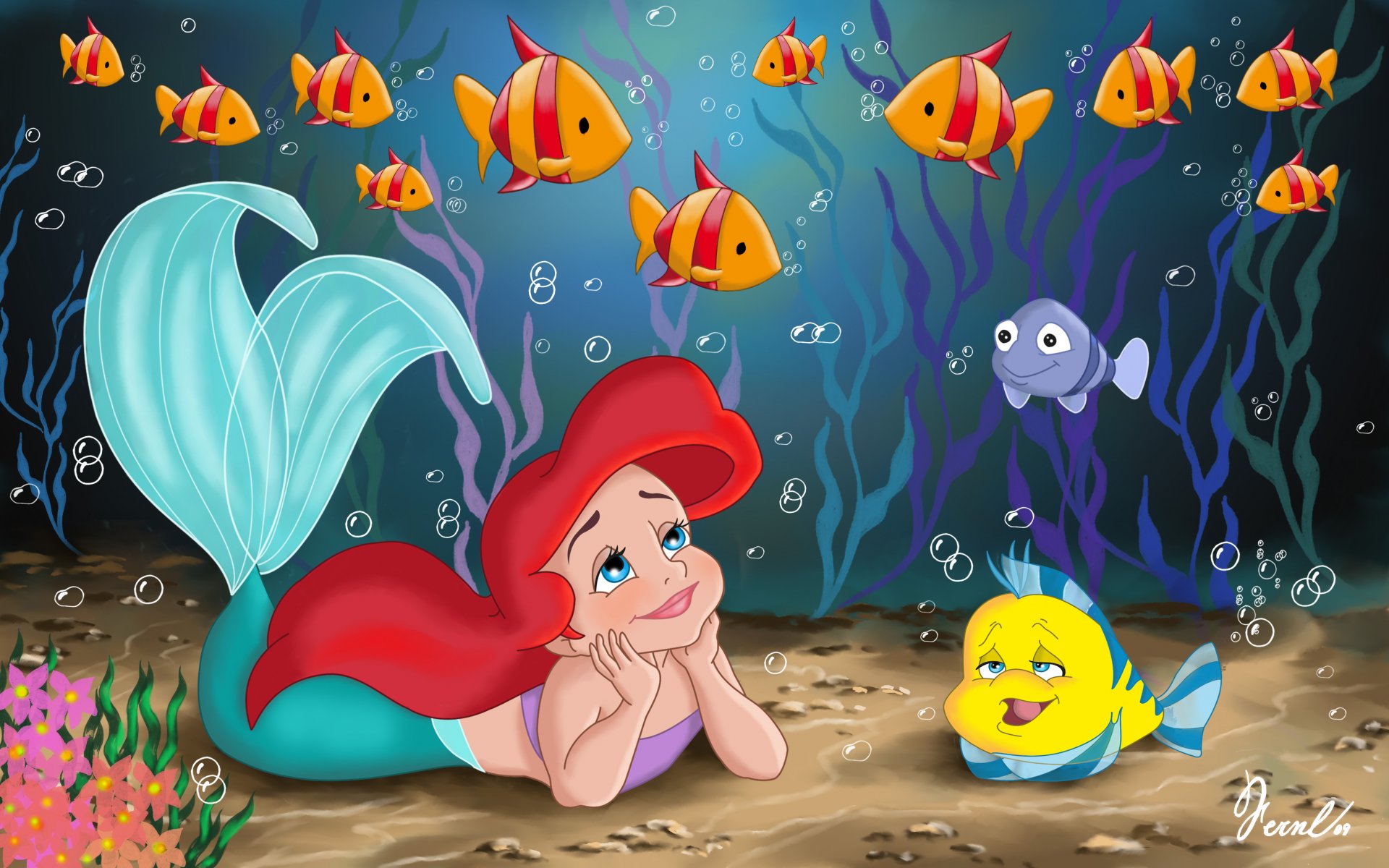 kleine meerjungfrau kino walt disney fanart kindheit prinzessin ariel meer fisch süßes kind märchen kleine meerjungfrau karikatur meerjungfrau charme mondfisch fische algen