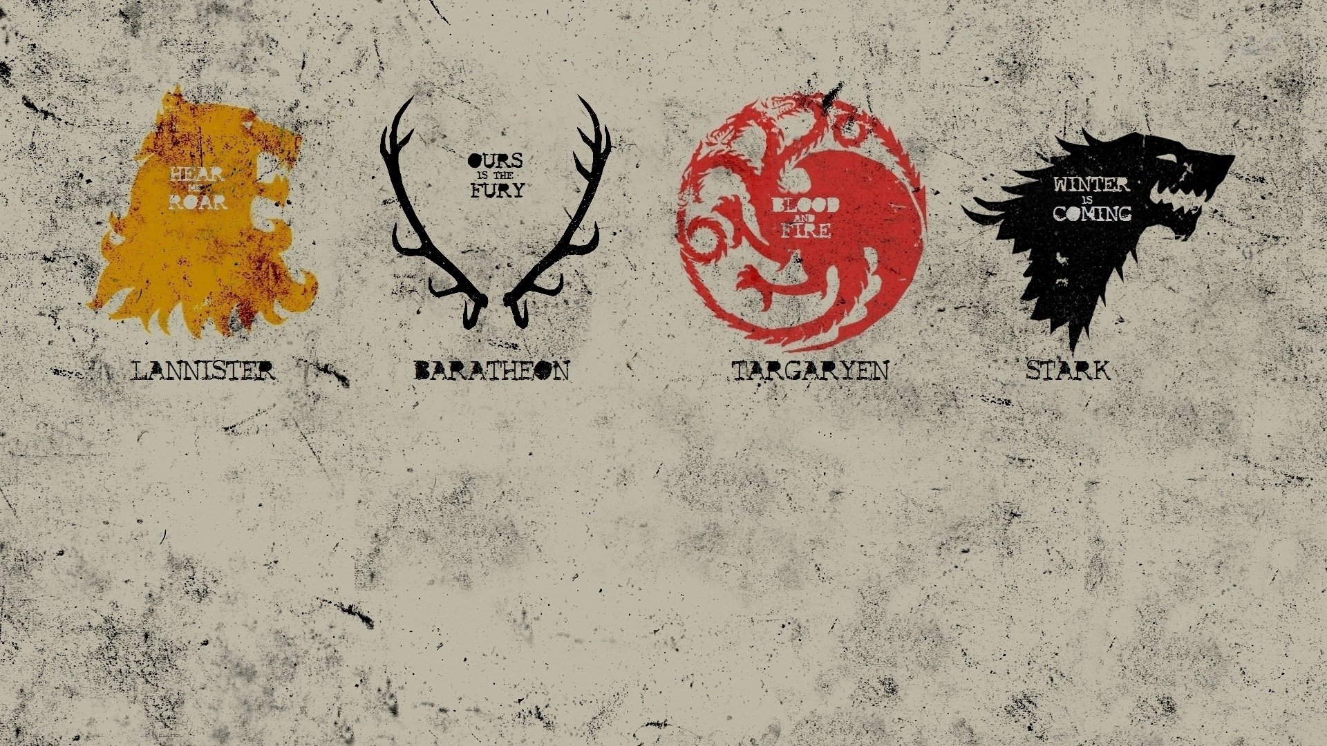 game of thrones maisons stark targaryen barathion lanister loup-garou dragon cerf lion emblèmes