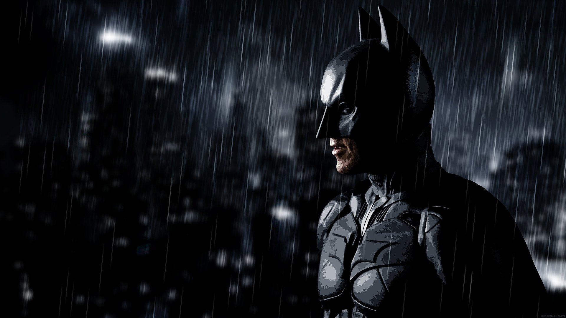 The dark knight Rises batman rain art art