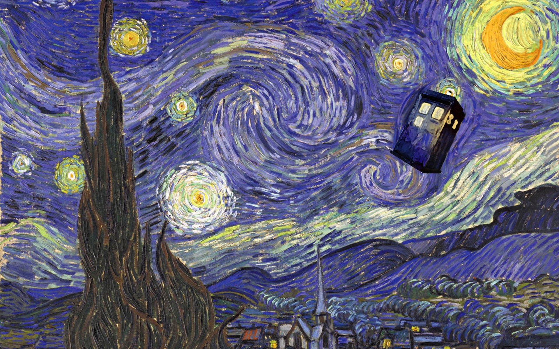 vincent van gogh la noche estrellada gwiaździsta noc tardis