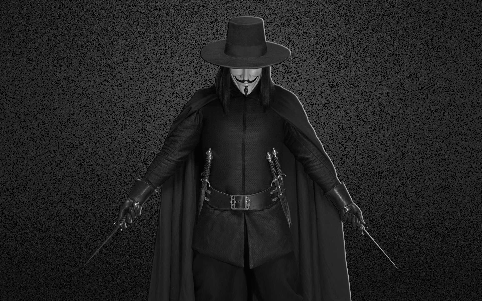 v-vendetta v for vendetta mask daggers black and white