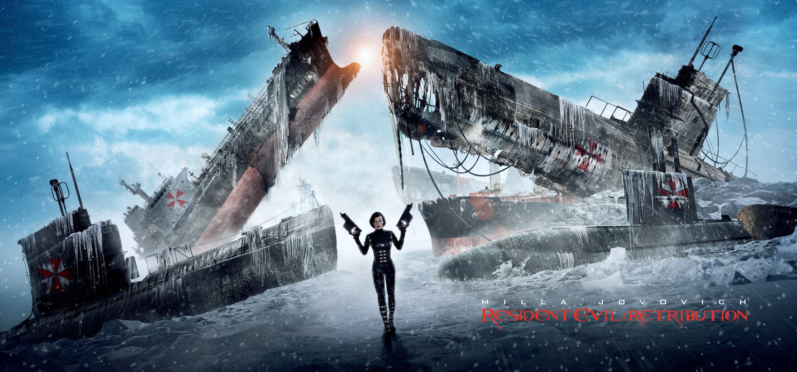 resident evil retribution milla jovovich .milla jovovich alice girl weapons ships snow winter