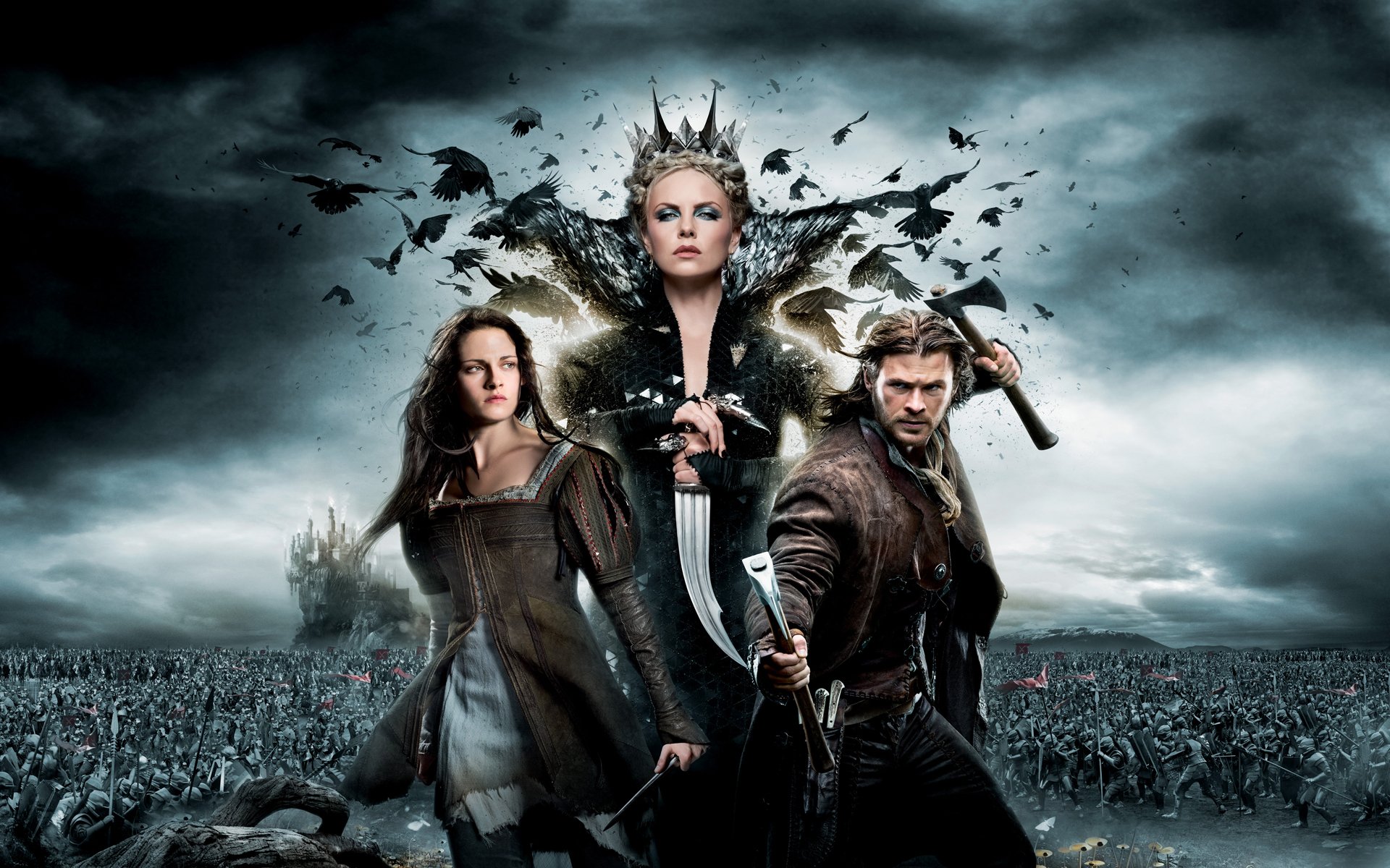 blanche-neige et le chasseur chris hemsworth kristen stewart charlize theron hache bataille