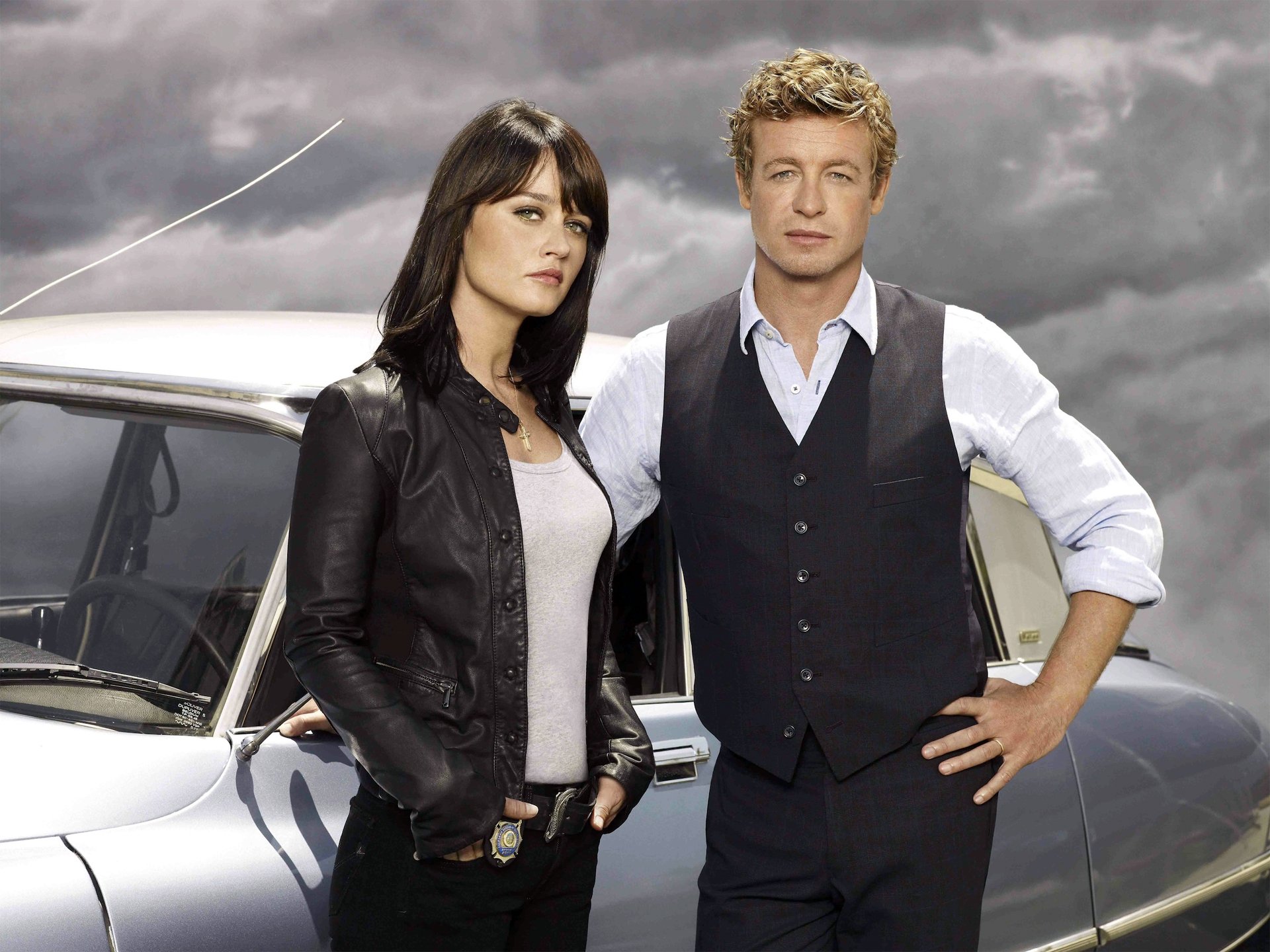 el mentalista simon baker patrick jane robin tunney tunney teresa lisbon serie de televisión fondo de pantalla hd