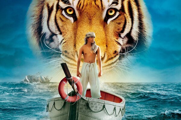 Ein Mann in einem Boot aus dem Film Life of Pi