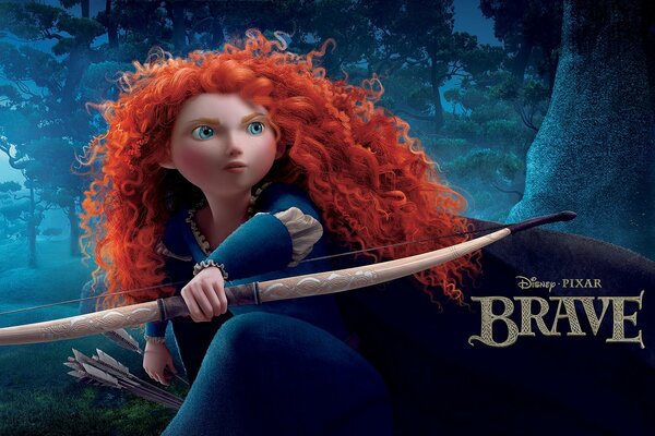 Cartoon Brave heart. Red-haired beauty