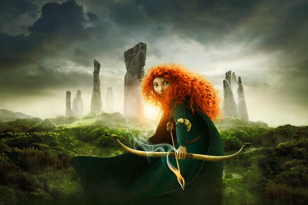 Merida aus dem Zeichentrickfilm mit bravem Herzen