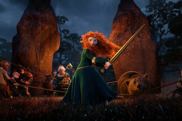 Rothaarige Prinzessin aus dem Zeichentrickfilm Brave Herzen 