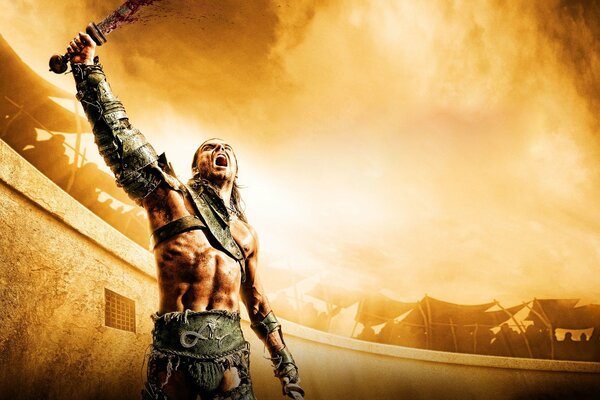 Il gladiatore della serie Spartacus: Gods of the arena