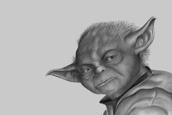 Yoda de Star Wars dibujo a lápiz