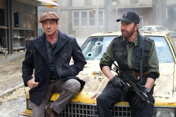 Movie The Expendables 2 actors sylvester Stallone and Chuck Norris