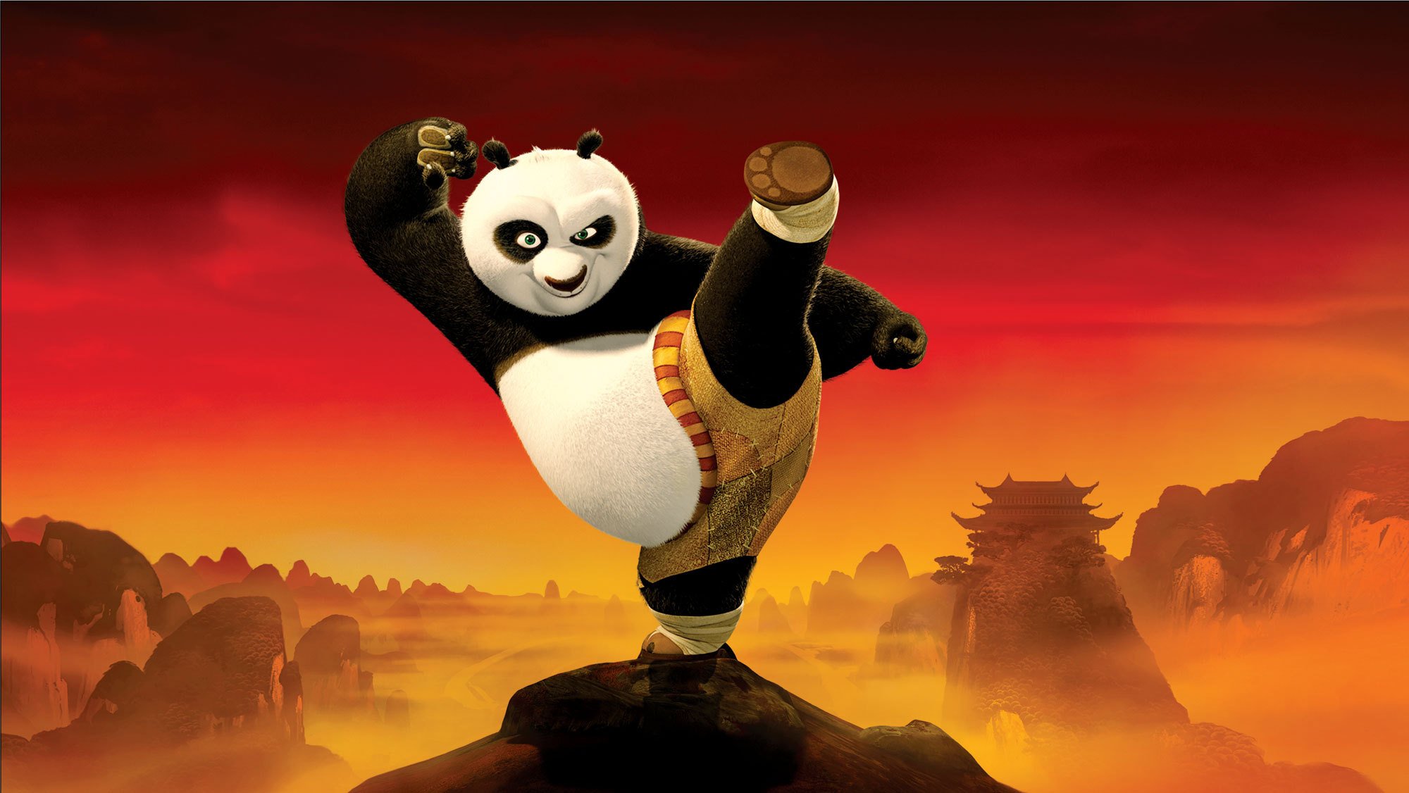 kung fu panda 2 kung fu bande dessinée stand regard coup de pied rouge