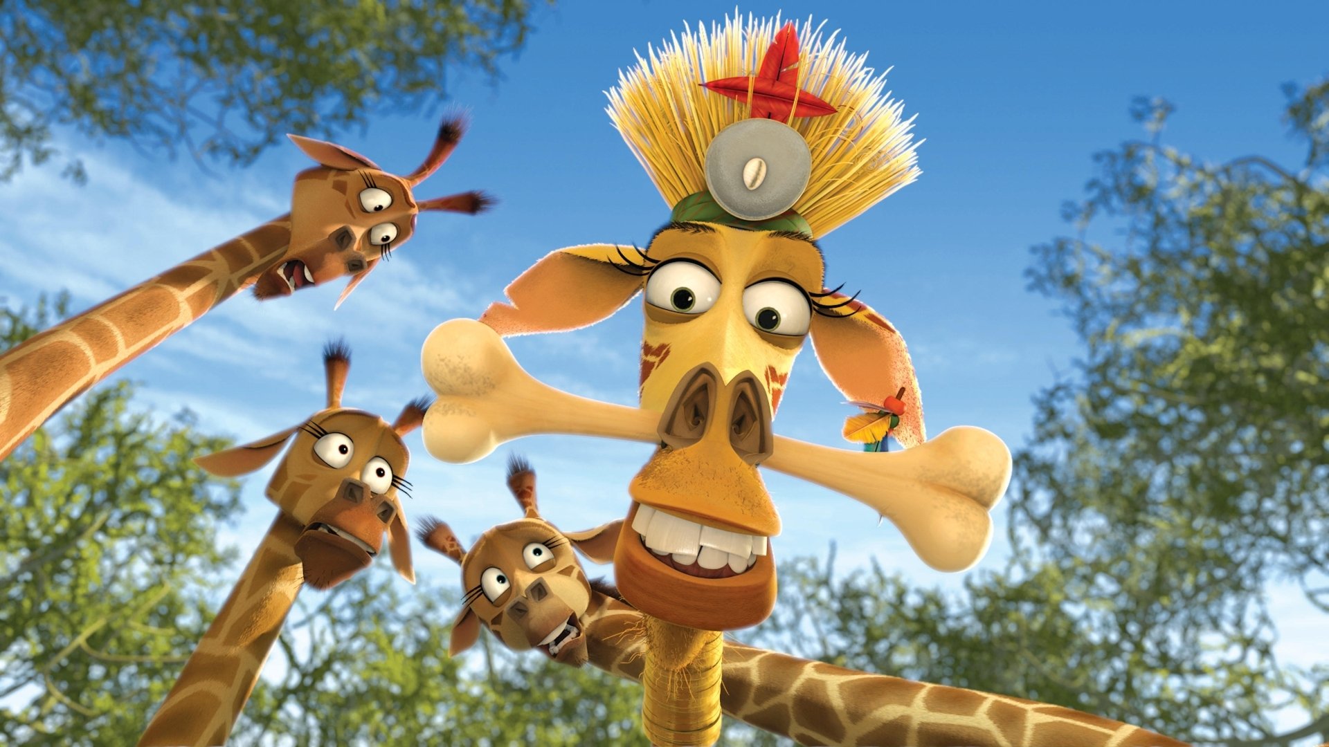 madagascar escape 2 africa dessin animé dessin animé girafes melman ciel