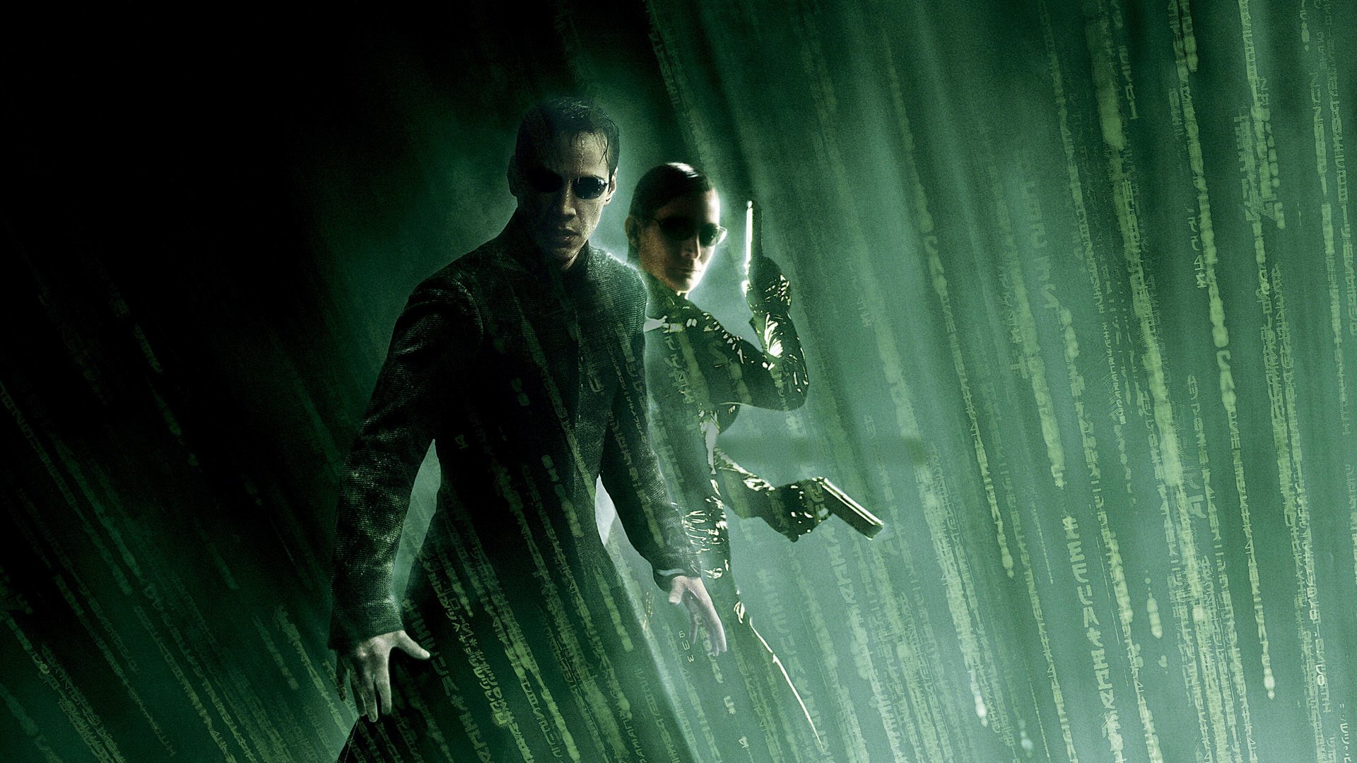 matrix neo trinity carrie-anne moss keanu reeves gun