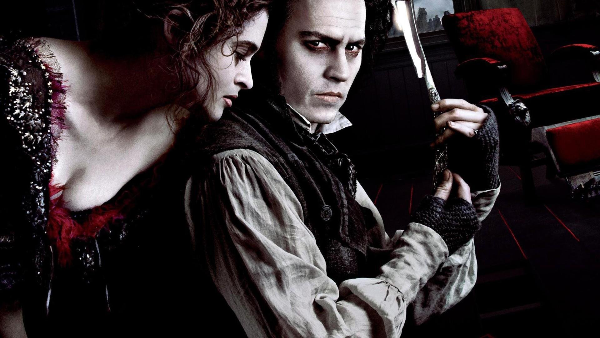 tim burton sweeney todd: barbero demonio de fleet street sweeney todd barbero demonio de fleet street londres benjamin barker sra. lovett maníaco asesino barbero barbero johnny depp johnny depp helena bonham carter helena bonham carter cuchillo maquinilla de afeitar peligrosa l