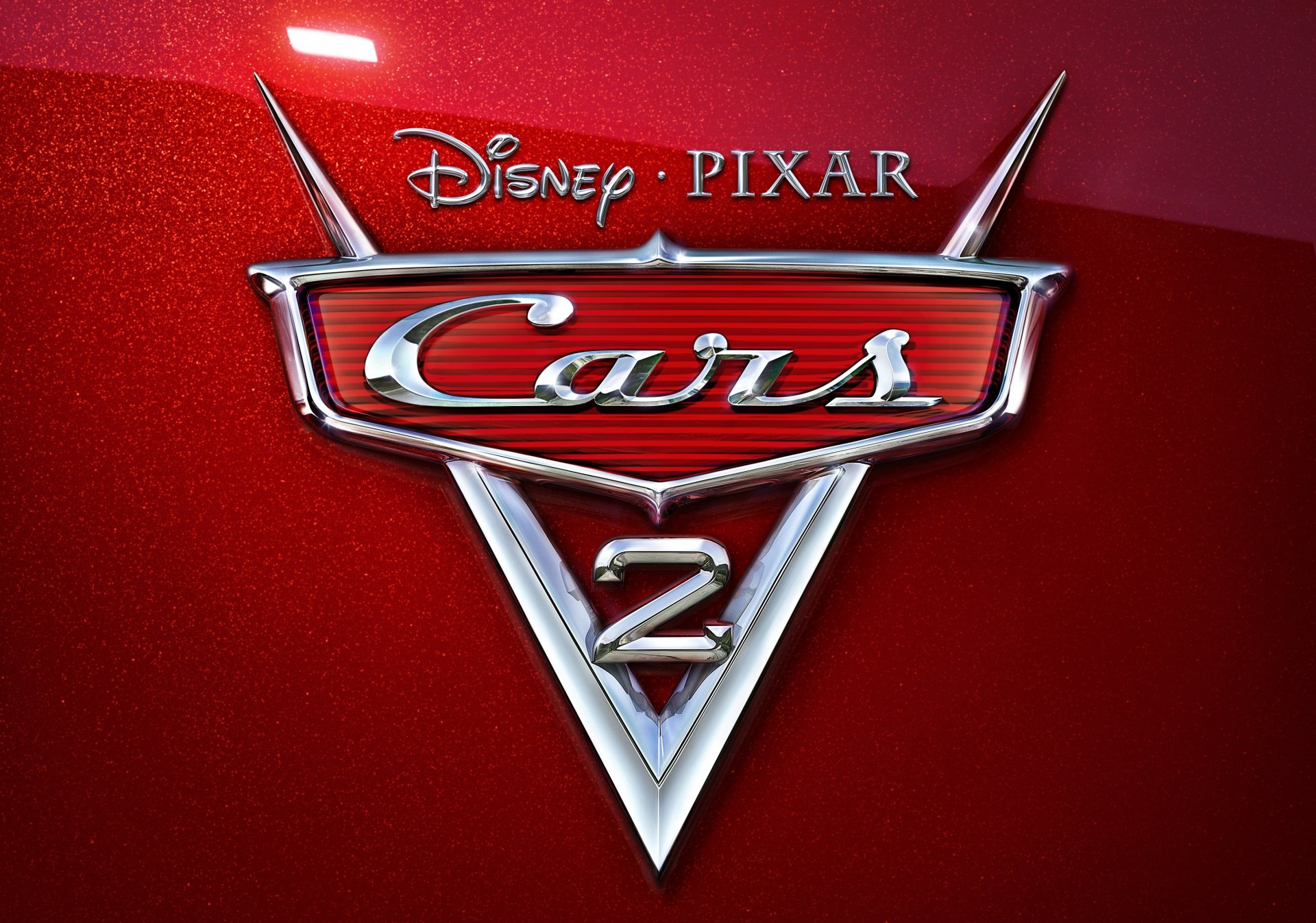 auto 2 auto 2 cartone animato emblema madreperla rossa cromo disney pixar