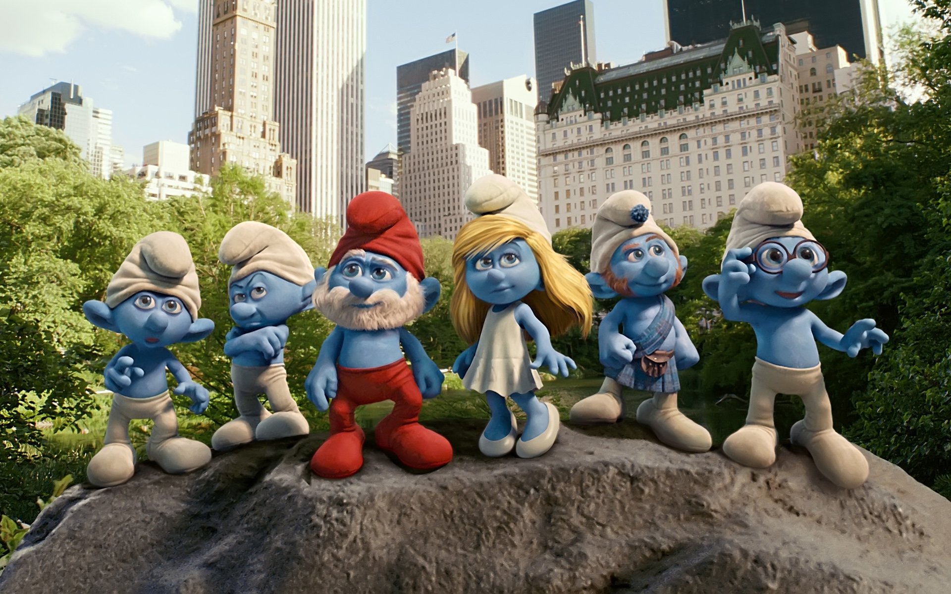 puffi puffi puffi cartoni animati blu uomini nani città new york