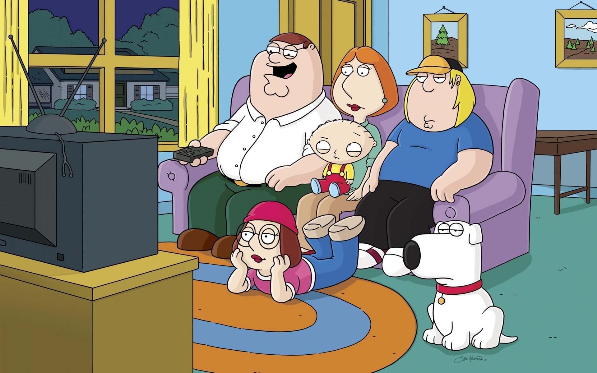 cartoon family guy familie fernseher