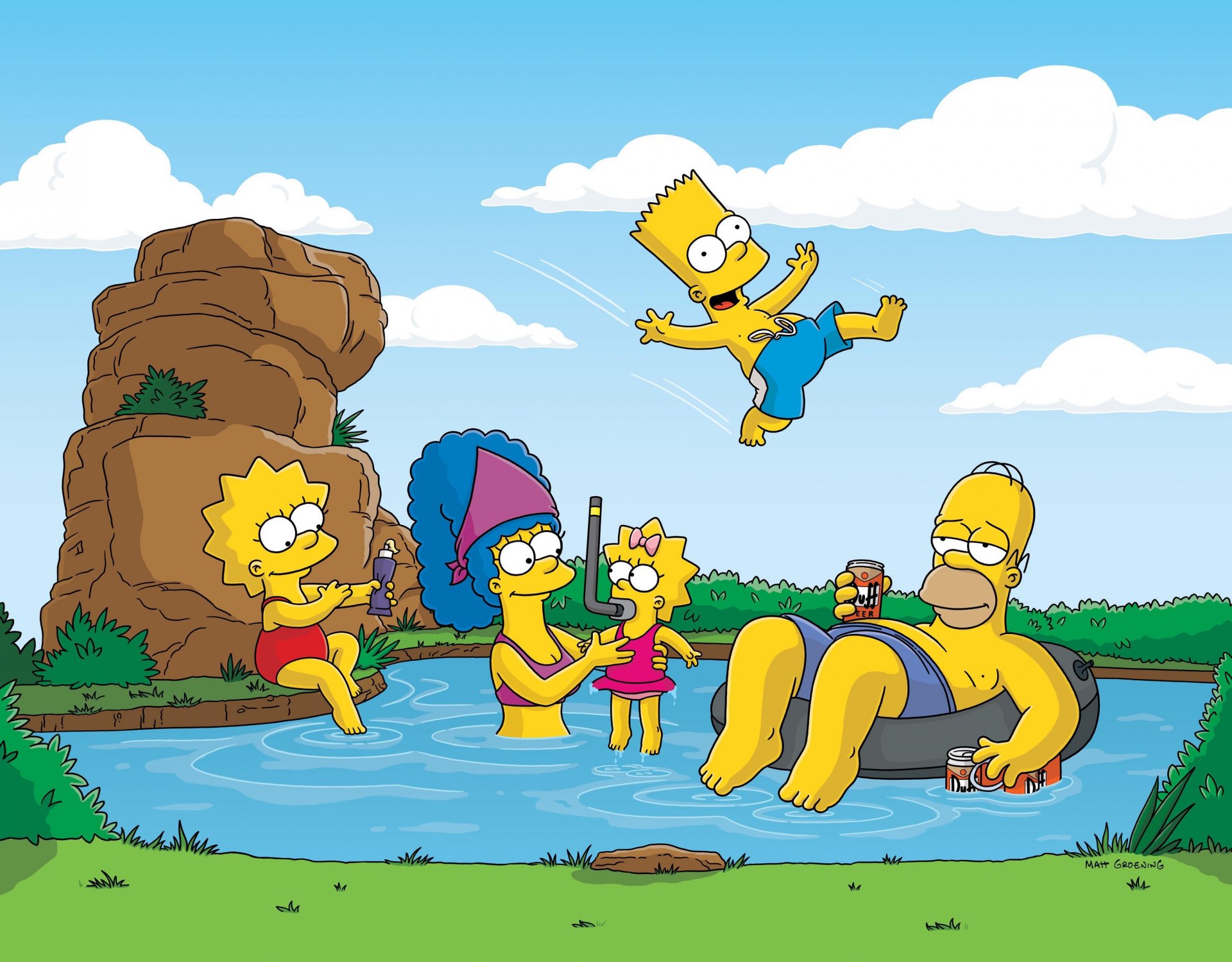 the simpsons homer marge lisa bart maggie sports nature