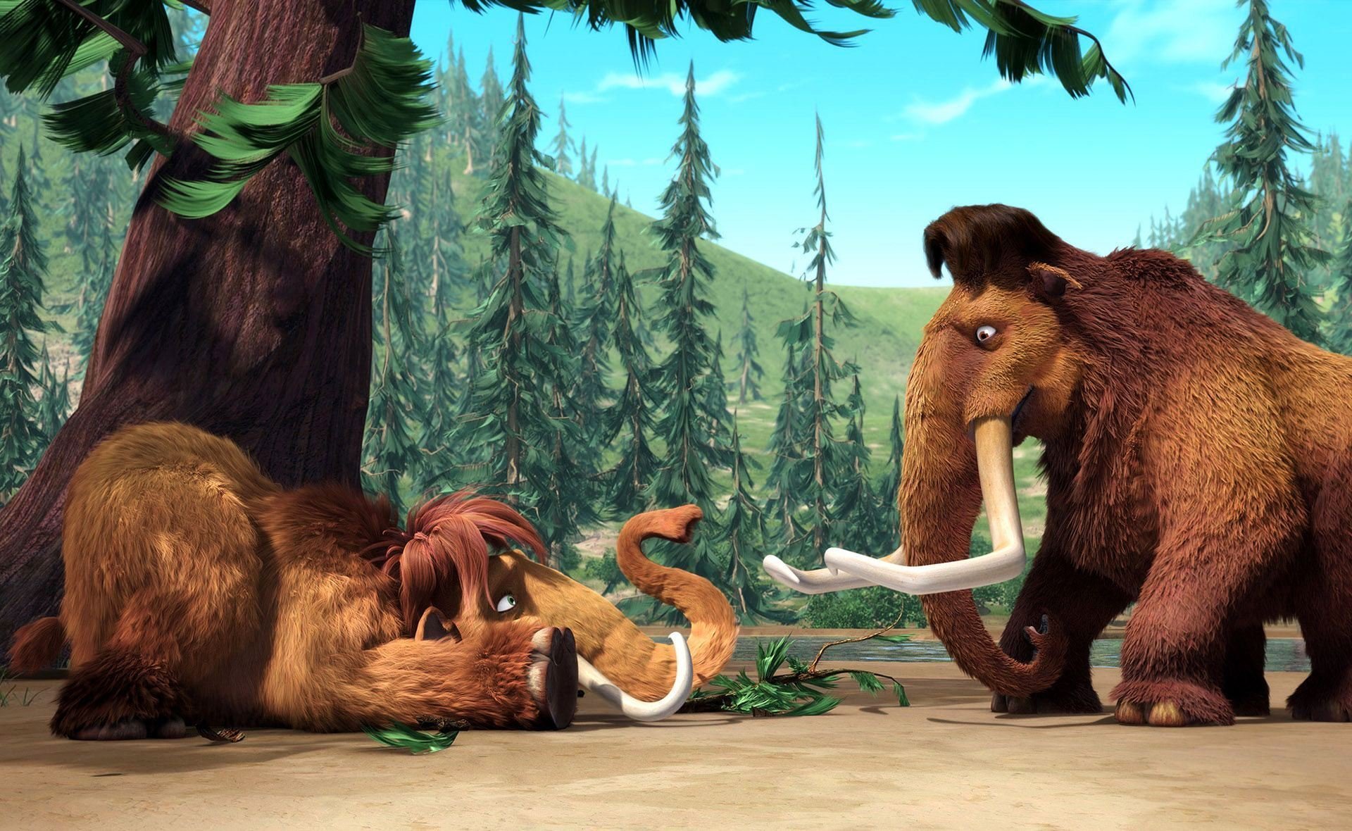 cartoon ice age mammoths tusks fur manny ally ten-ton mammoth devyatitonny opossum