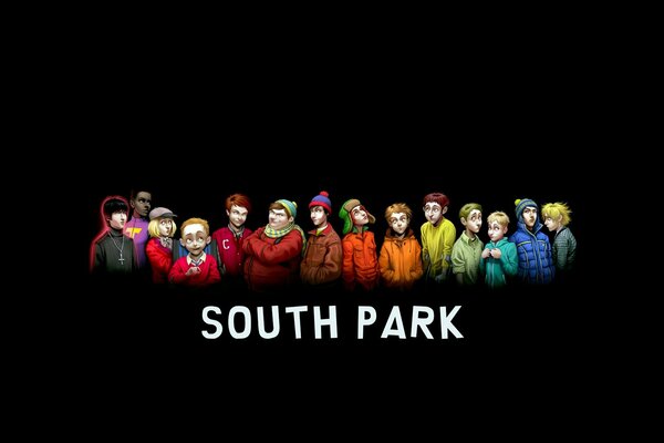 Image of the cartoon south Park on a black background