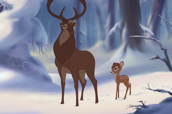 Winter frame from the cartoon about Bambi