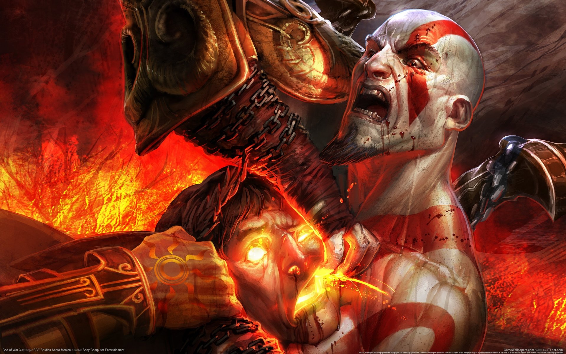 game wallpaper god of war 3 kratos demon blood red