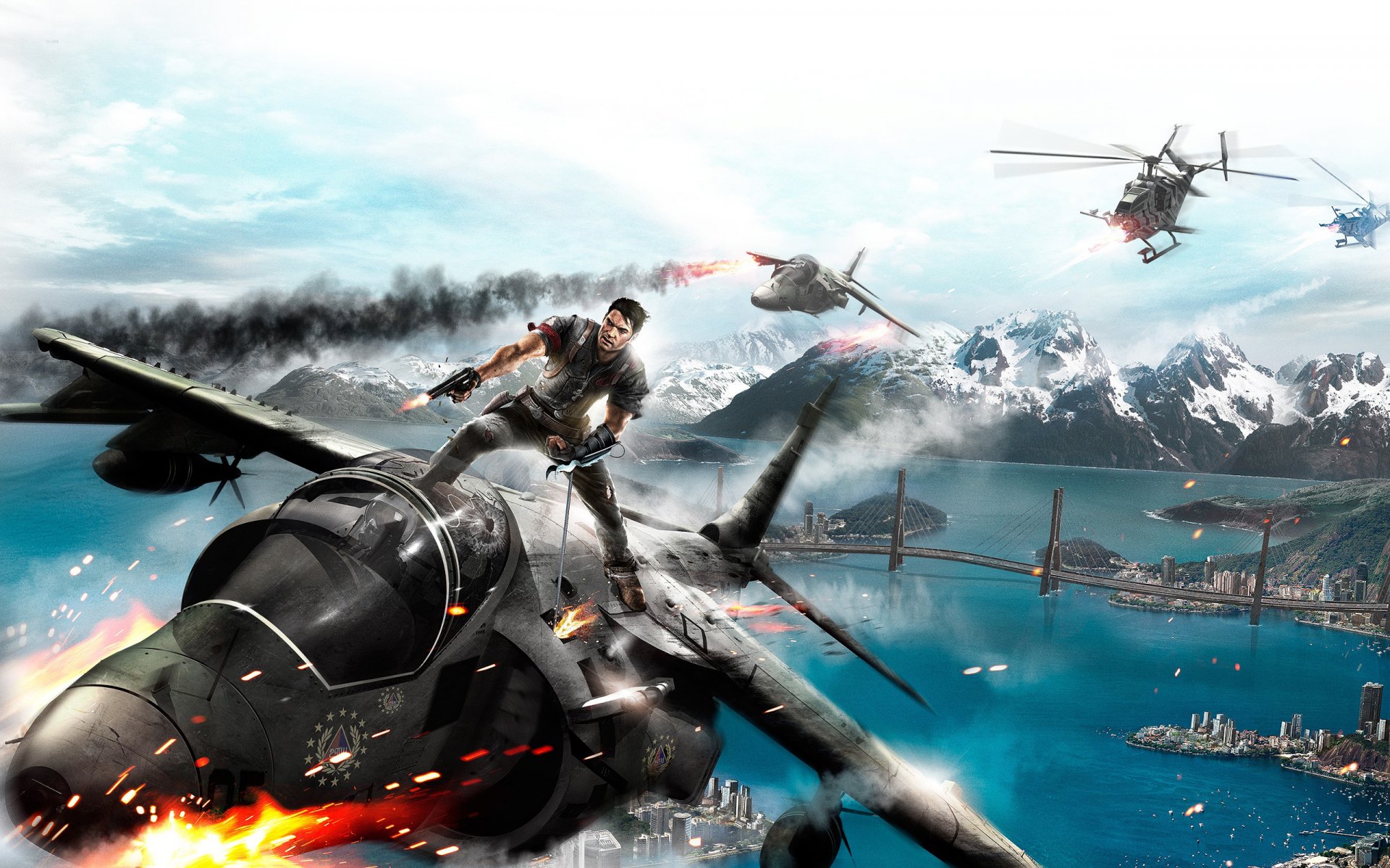 game wallpaper just cause 2 fire jump