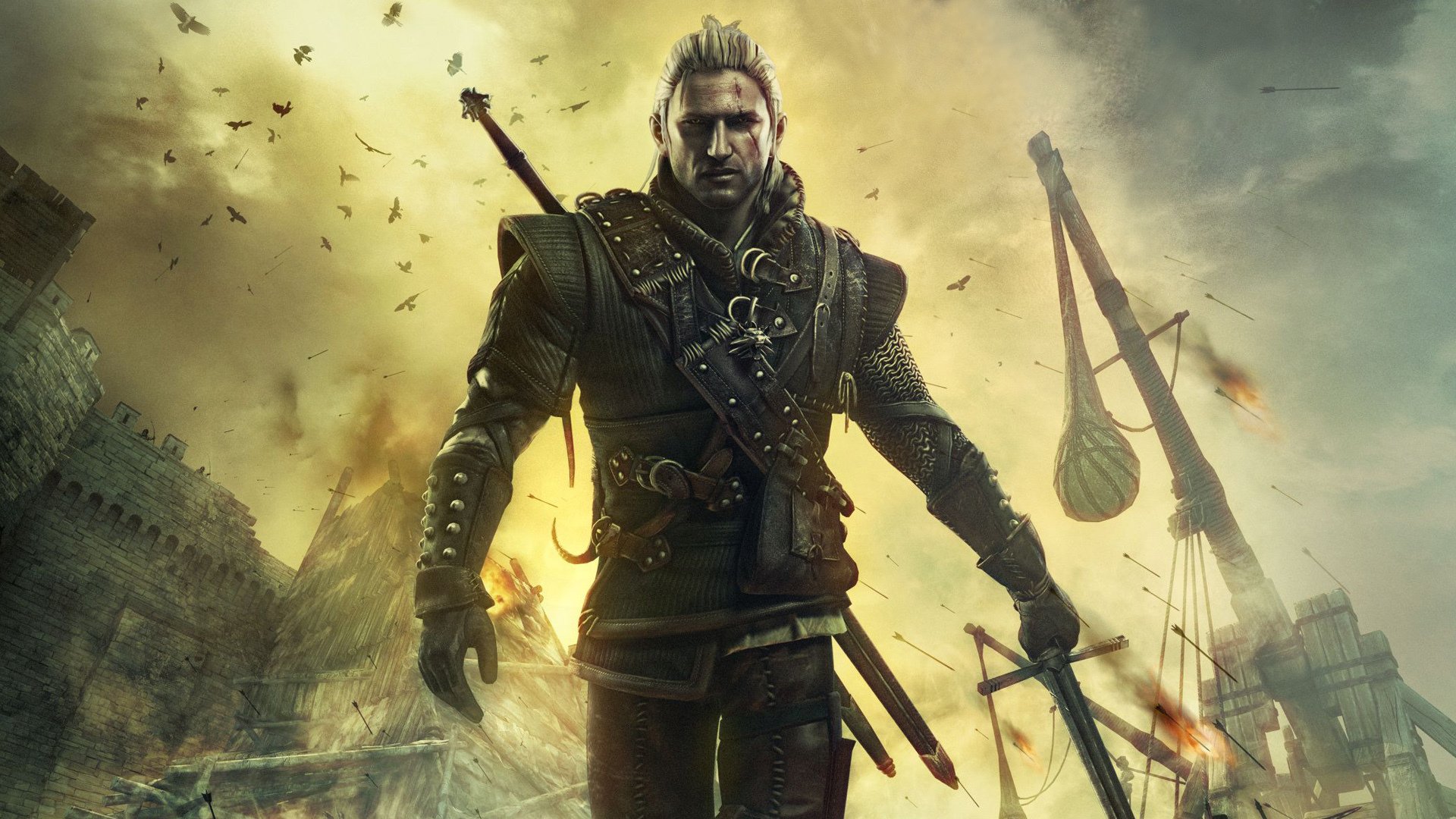 the witcher 2 arte héroe espada trebuchet castillo flechas guerra