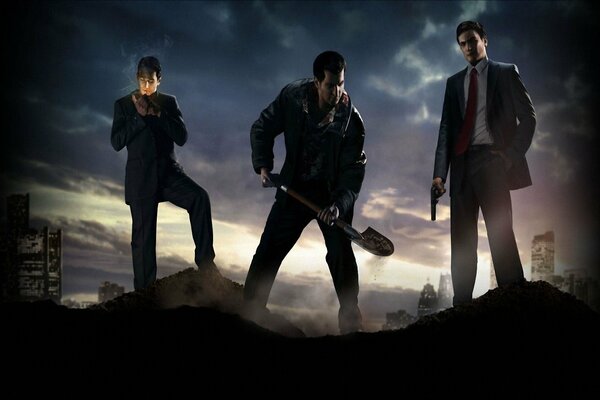 Vito, Henry and Joe from Mafia 2 bury a corpse