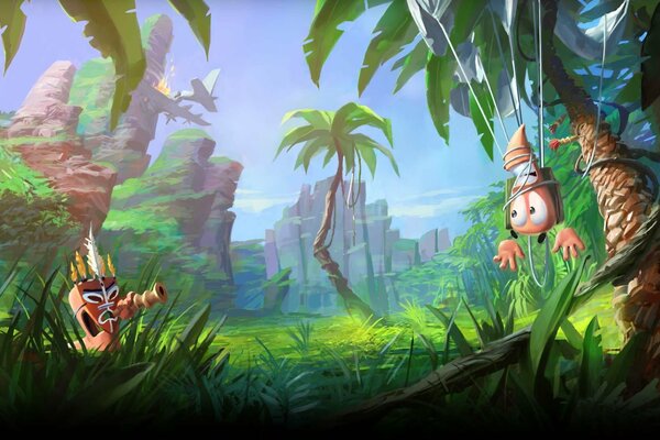 A game about worms in the jungle during the day