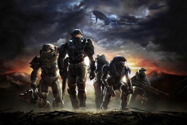 Arte con los héroes del juego Halo reach