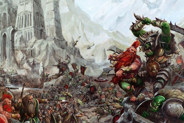 Warhammer fierce battle of dwarves with orcs