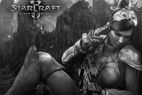 Art avec une fille du jeu StarCraft ailes de la liberté