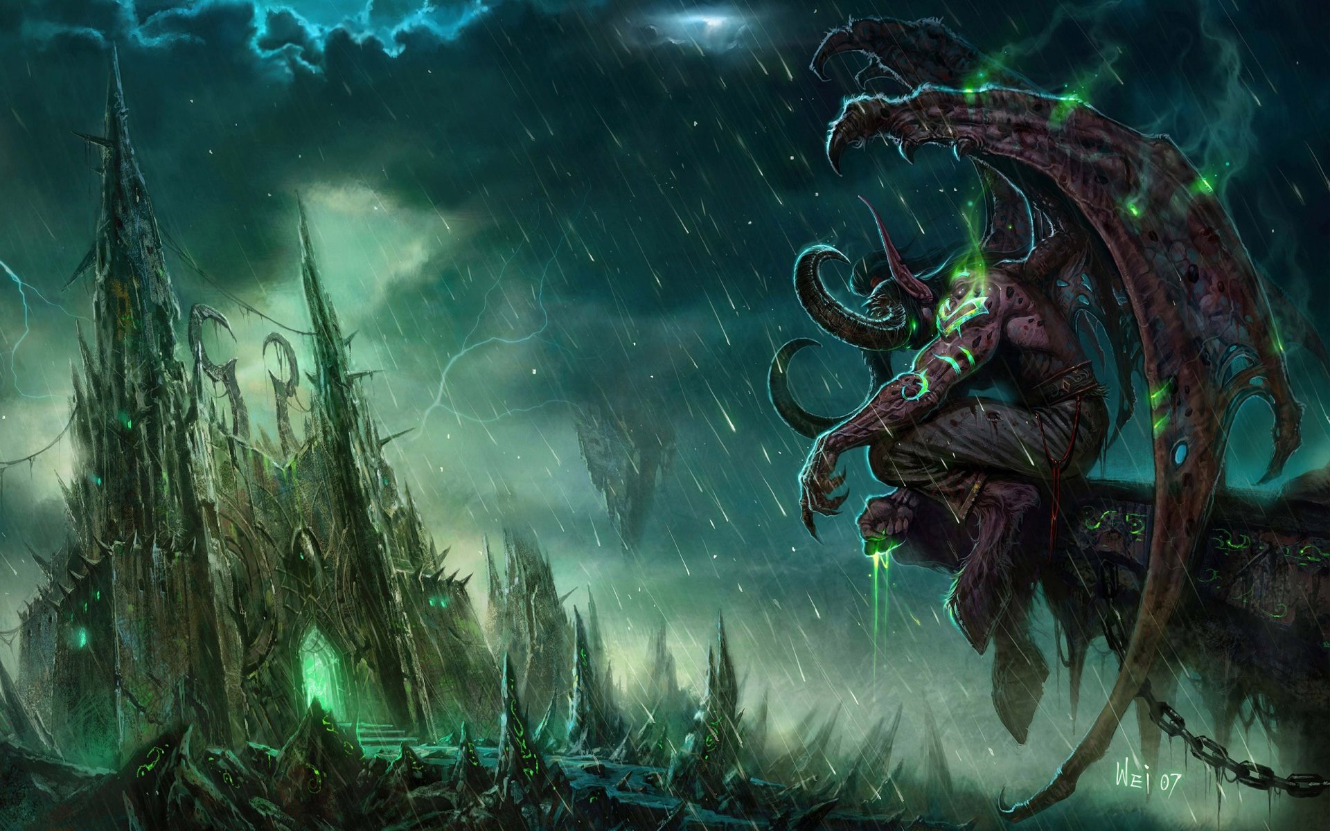 wow illidan world of warcraft zamek deszcz potwór