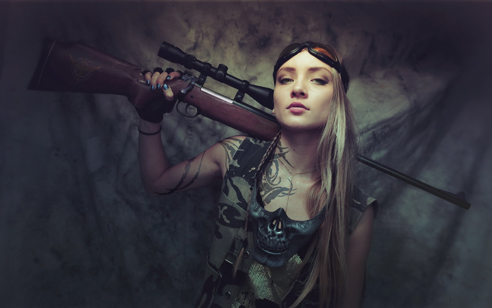 rifle chica mirada