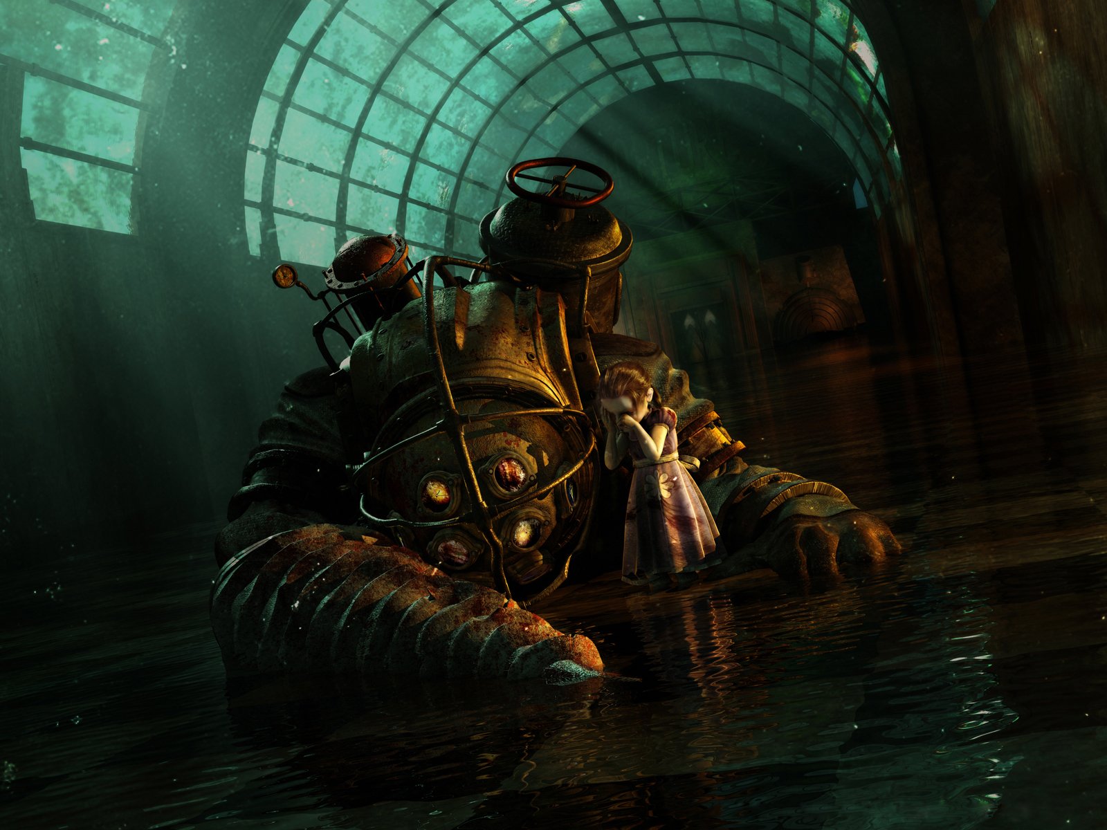 bioshock agua niña traje espacial