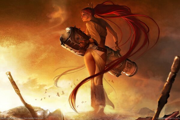 Art heavenly sword girl on the battlefield