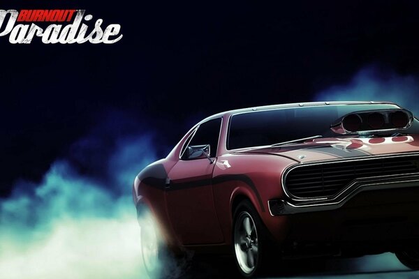 Burnout paradise, coche fresco, humo